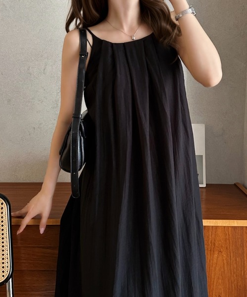 Eclat one(エクラワン)の「【Eclat one】リネン混 ギャザー ワンピース(ワンピース・レディース・ブラウン/ブラック/ベージュ・FREE)」の13枚目の写真