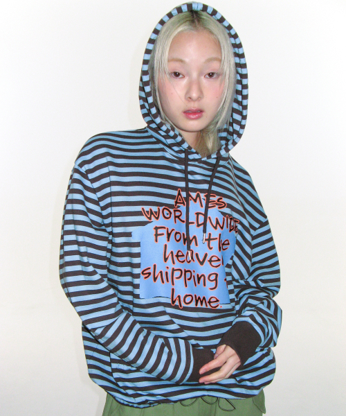 HOMEBOUND STRIPE HOODIE BLUE — синее худи в полоску HOMEBOUND