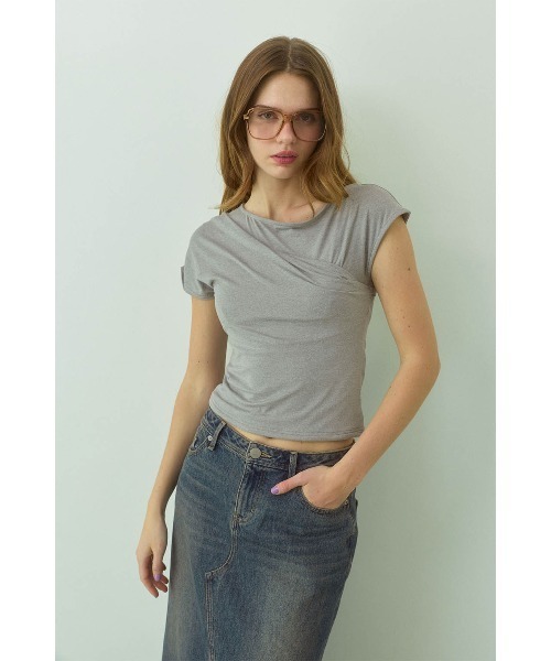 ALEXIA STAM（アリシアスタン）の「Asymmetrical Top /レイヤードトップス（Tシャツ/カットソー・レディース・グレー/ブラック/ホワイト・L/M/S）」の3枚目の写真