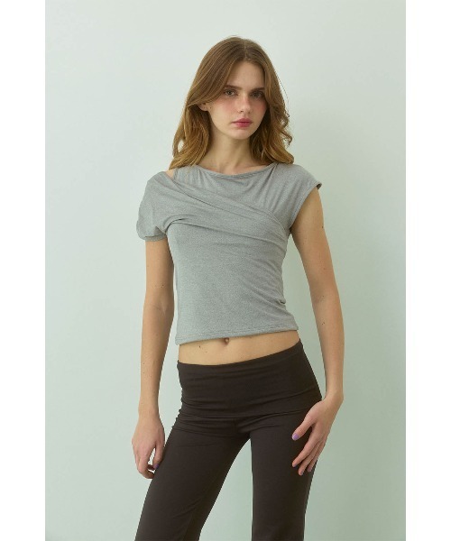 ALEXIA STAM（アリシアスタン）の「Asymmetrical Top /レイヤードトップス（Tシャツ/カットソー・レディース・グレー/ブラック/ホワイト・L/M/S）」の13枚目の写真
