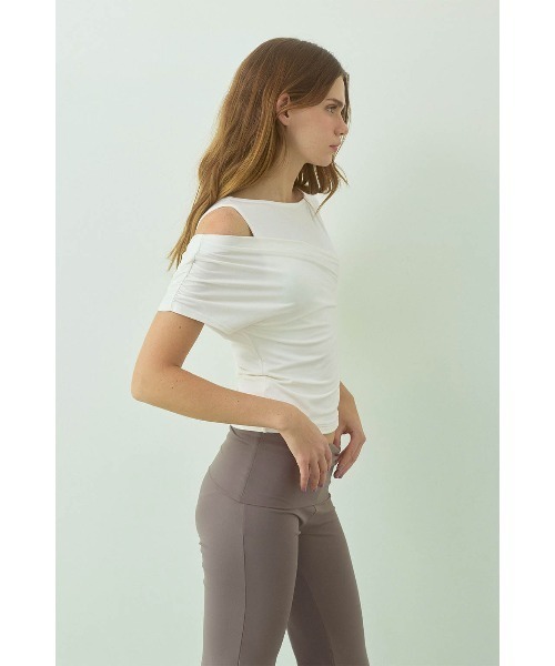 ALEXIA STAM（アリシアスタン）の「Asymmetrical Top /レイヤードトップス（Tシャツ/カットソー・レディース・グレー/ブラック/ホワイト・L/M/S）」の5枚目の写真
