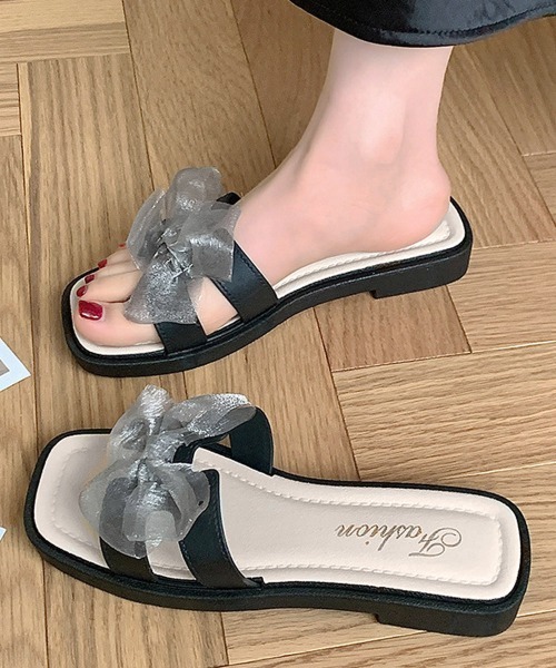 Miniministore(ミニミニストア)の「ミュールサンダル リボン スクエアトゥ(サンダル・レディース・アイボリー/ブラック・M/S/L)」の11枚目の写真