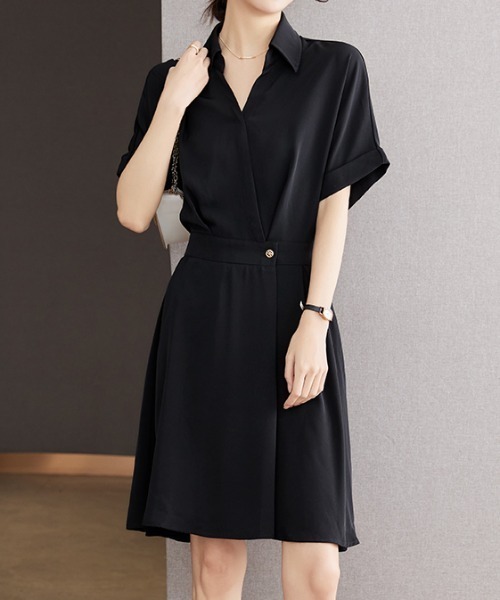 LUCPY（ラクピー）の「ウエストタックフレアシャツワンピース（ワンピース・レディース・オレンジ/ブラック・LARGE/MEDIUM/SMALL/X-LARGE）」の4枚目の写真