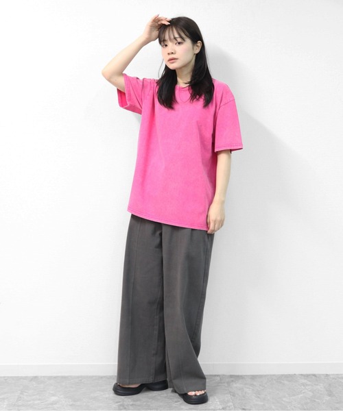 GARAGE MADE（ガレージメイド）の「レディースM～Lサイズ　ユニセックス　ピグメント無地　BIG　Tシャツ（Tシャツ/カットソー・レディース・パープル/ピンク/ブルー/ブラック/グリーン/アイボリー・S）」の11枚目の写真