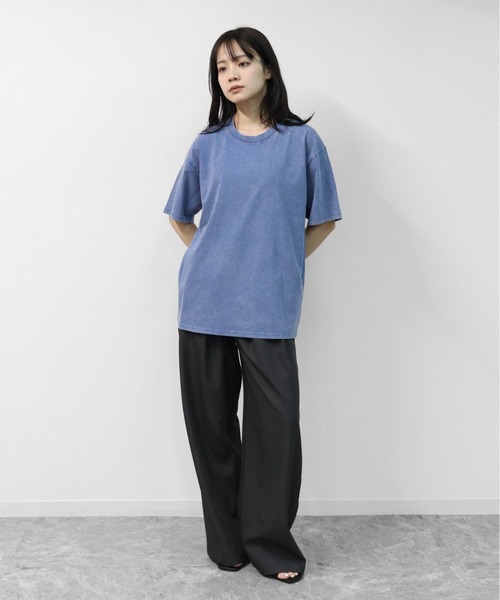 GARAGE MADE（ガレージメイド）の「レディースM～Lサイズ　ユニセックス　ピグメント無地　BIG　Tシャツ（Tシャツ/カットソー・レディース・パープル/ピンク/ブルー/ブラック/グリーン/アイボリー・S）」の8枚目の写真