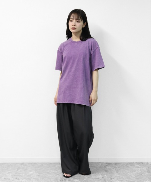 GARAGE MADE（ガレージメイド）の「レディースM～Lサイズ　ユニセックス　ピグメント無地　BIG　Tシャツ（Tシャツ/カットソー・レディース・パープル/ピンク/ブルー/ブラック/グリーン/アイボリー・S）」の10枚目の写真