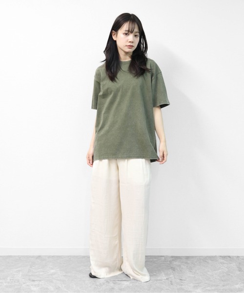 GARAGE MADE（ガレージメイド）の「レディースM～Lサイズ　ユニセックス　ピグメント無地　BIG　Tシャツ（Tシャツ/カットソー・レディース・パープル/ピンク/ブルー/ブラック/グリーン/アイボリー・S）」の9枚目の写真