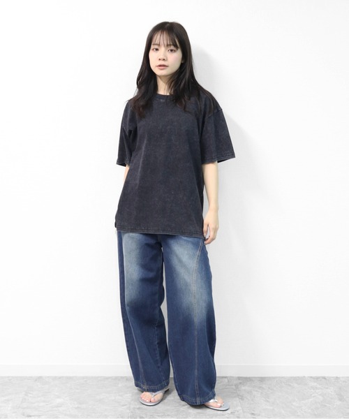 GARAGE MADE（ガレージメイド）の「レディースM～Lサイズ　ユニセックス　ピグメント無地　BIG　Tシャツ（Tシャツ/カットソー・レディース・パープル/ピンク/ブルー/ブラック/グリーン/アイボリー・S）」の7枚目の写真