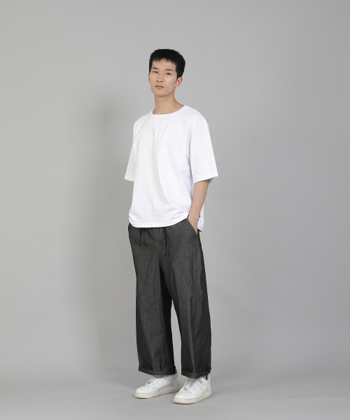 SAINTCREW(セントクルー)の「EXワイド9部バンディングパンツ EWP-383 デニムグレー/ブラック(デニムパンツ・メンズ・その他・LARGE/MEDIUM/X-LARGE/XX-LARGE)」の2枚目の写真