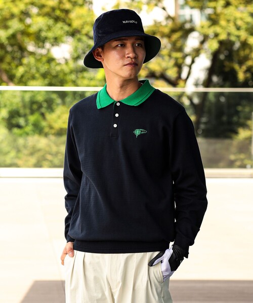 BEAMS GOLF（ビームスゴルフ）の「ORANGE LABEL / クレリック ライン ニットポロ（ポロシャツ・メンズ・ネイビー/サックスブルー/グレー・S/M/XL/L）」の2枚目の写真