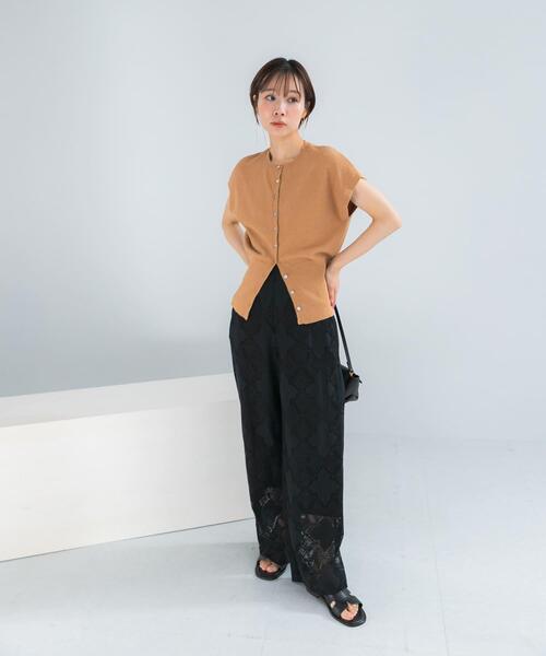 URBAN RESEARCH ROSSO WOMEN(アーバンリサーチ ロッソ)の「リネンコットンウエストシェイプデザインニット(ニット/セーター・レディース・イエロー系その他/ホワイト・FREE)」の8枚目の写真