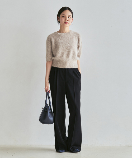 Noble(ノーブル)の「クリアツイルストレートタックパンツ(スラックス・レディース・ブラック/ホワイト/キャメル・36/34/40/38)」の9枚目の写真