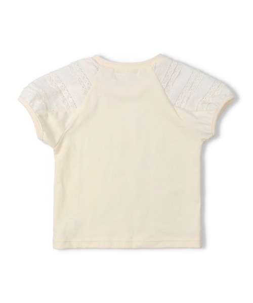 Will Mery(ウイルメリィ)の「【WEB限定】くまプリント袖レース半袖Tシャツ(Tシャツ/カットソー・キッズ・ピンク/オフホワイト・90/80/100/110/120/130)」の4枚目の写真