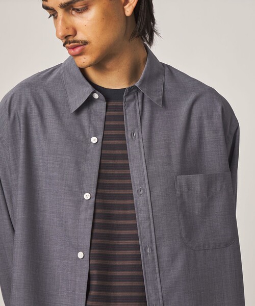 Steven Alan（スティーブンアラン）の「＜Steven Alan＞ サイロ ウール レギュラーカラー シャツ LOOSE（シャツ/ブラウス・メンズ・ネイビー/ベージュ・XL/L/M/S）」の4枚目の写真