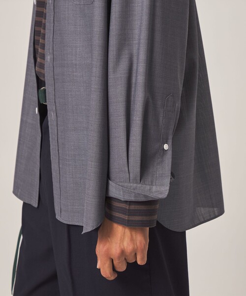 Steven Alan（スティーブンアラン）の「＜Steven Alan＞ サイロ ウール レギュラーカラー シャツ LOOSE（シャツ/ブラウス・メンズ・ネイビー/ベージュ・XL/L/M/S）」の6枚目の写真