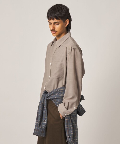 Steven Alan（スティーブンアラン）の「＜Steven Alan＞ サイロ ウール レギュラーカラー シャツ LOOSE（シャツ/ブラウス・メンズ・ネイビー/ベージュ・XL/L/M/S）」の14枚目の写真