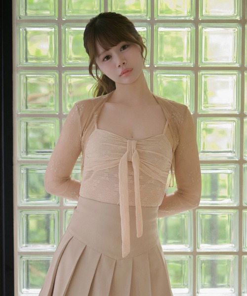 M DOLLY(エムドリー)の「Lace ribbon faye camisole / レースリボンフェイキャミソール(キャミソール・レディース・ホワイト/ベージュ/ブラック・FREE)」の5枚目の写真