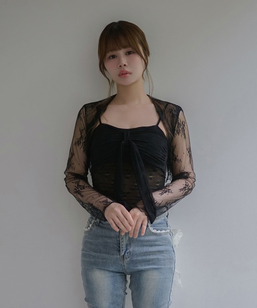 M DOLLY(エムドリー)の「Lace ribbon faye camisole / レースリボンフェイキャミソール(キャミソール・レディース・ホワイト/ベージュ/ブラック・FREE)」の11枚目の写真