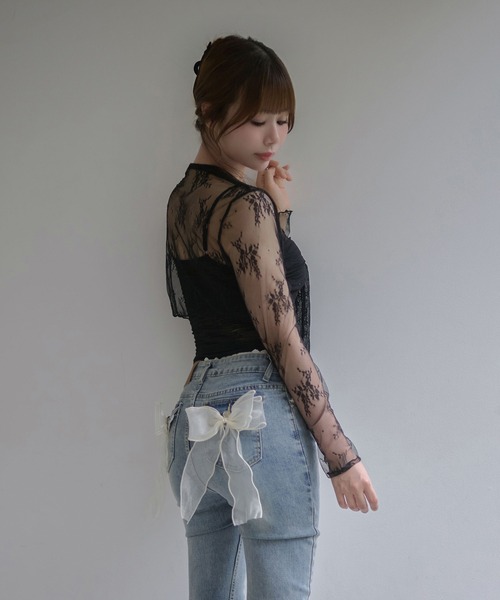 M DOLLY(エムドリー)の「Lace ribbon faye camisole / レースリボンフェイキャミソール(キャミソール・レディース・ホワイト/ベージュ/ブラック・FREE)」の12枚目の写真