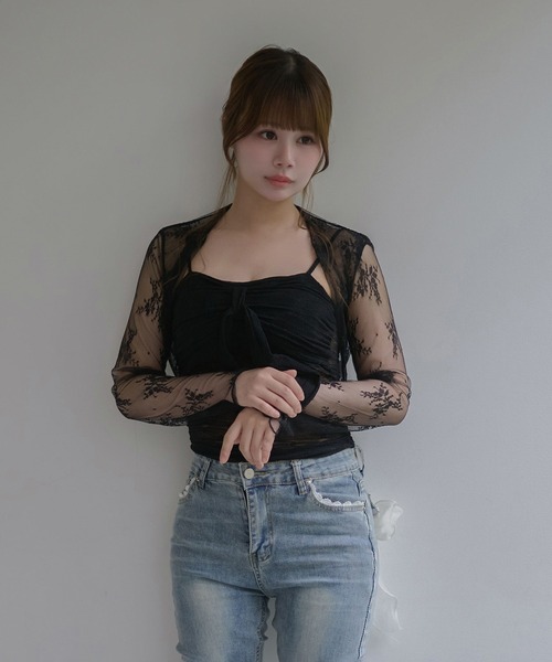 M DOLLY(エムドリー)の「Lace ribbon faye camisole / レースリボンフェイキャミソール(キャミソール・レディース・ホワイト/ベージュ/ブラック・FREE)」の13枚目の写真