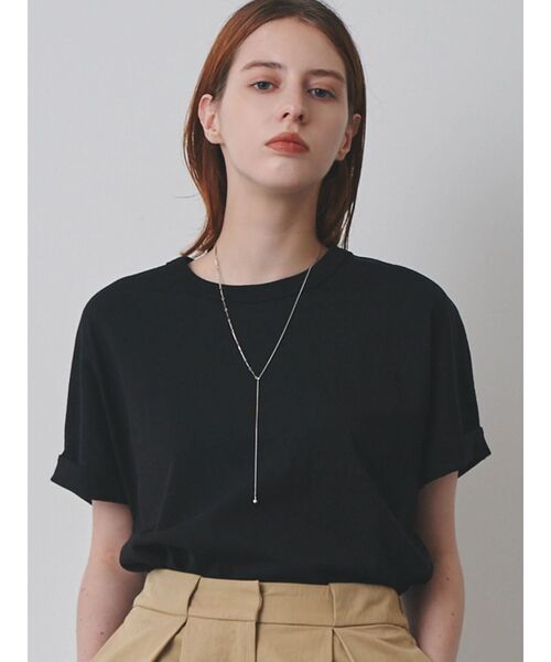 ELENDEEK(エレンディーク)の「ロールアップティーカットソー(Tシャツ/カットソー・レディース・ベージュ/オフホワイト/ブラック・FREE)」の3枚目の写真