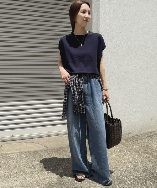 JOURNAL STANDARD relume(ジャーナルスタンダード レリューム)の「《WEB限定追加3》接触冷感 / ウォッシャブルクールプルオーバー(ニット/セーター・レディース・ネイビー/ホワイト・FREE)」の9枚目の写真