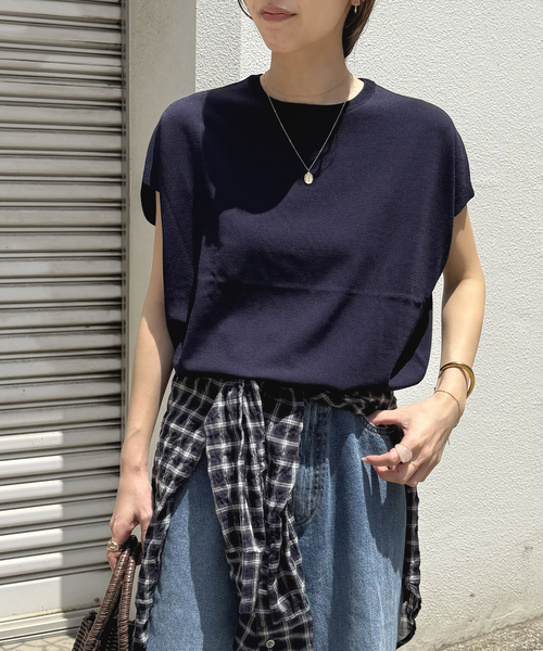 JOURNAL STANDARD relume(ジャーナルスタンダード レリューム)の「《WEB限定追加3》接触冷感 / ウォッシャブルクールプルオーバー(ニット/セーター・レディース・ネイビー/ホワイト・FREE)」の12枚目の写真