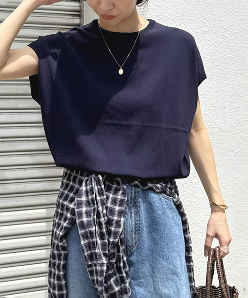 JOURNAL STANDARD relume(ジャーナルスタンダード レリューム)の「《WEB限定追加3》接触冷感 / ウォッシャブルクールプルオーバー(ニット/セーター・レディース・ネイビー/ホワイト・FREE)」の13枚目の写真