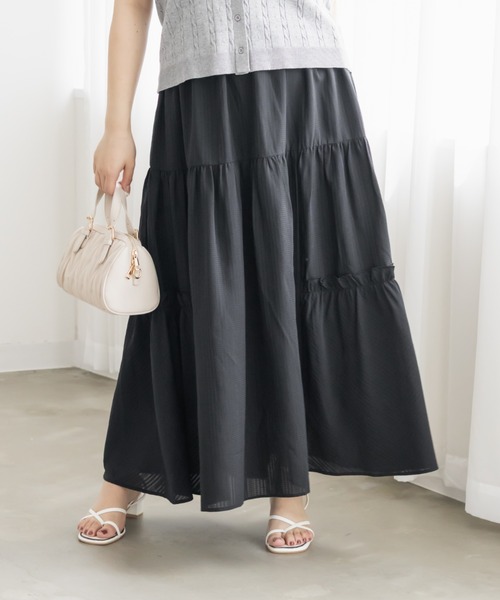 CLETTE(クレット)の「シアーチェックティアードスカート(スカート・レディース・ブラック/ネイビー/サックスブルー・4L/3L/LL)」の21枚目の写真