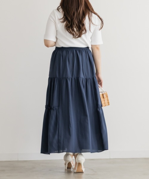 CLETTE(クレット)の「シアーチェックティアードスカート(スカート・レディース・ブラック/ネイビー/サックスブルー・4L/3L/LL)」の20枚目の写真