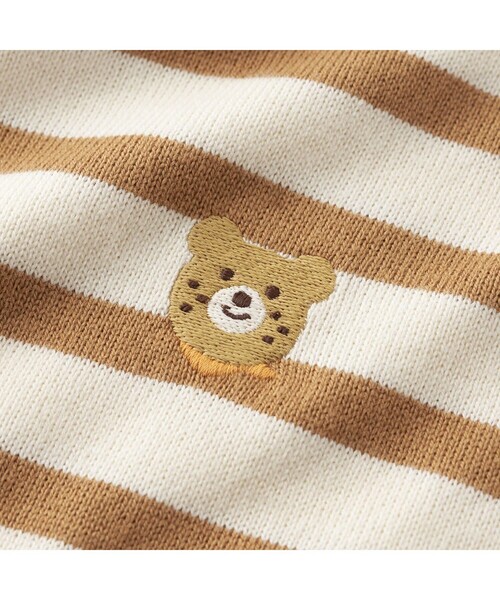 HOT BISCUITS（ホットビスケッツ）の「ボーダー柄 ワンポイント長袖Tシャツ（Tシャツ/カットソー・キッズ・ベージュ・80ｃｍ/90cm/100cm/120cm/110cm）」の3枚目の写真