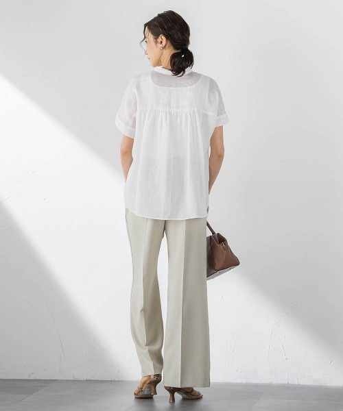 LAUTREAMONT（ロートレアモン）の「ラミーカルゼフリルブラウス（シャツ/ブラウス・レディース・ブラウン/オフホワイト/オレンジ・9号）」の9枚目の写真