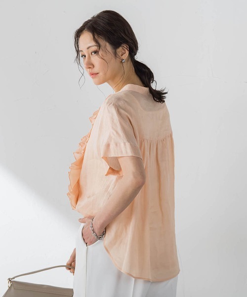 LAUTREAMONT（ロートレアモン）の「ラミーカルゼフリルブラウス（シャツ/ブラウス・レディース・ブラウン/オフホワイト/オレンジ・9号）」の18枚目の写真