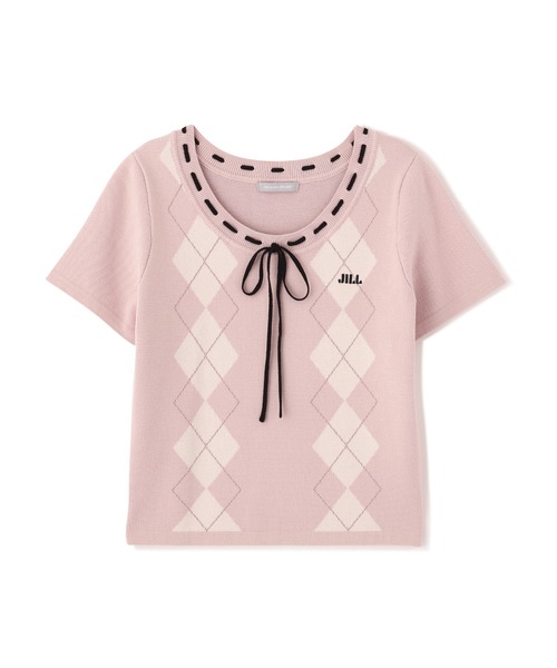 JILL by JILL STUART(ジルバイジルスチュアート)の「アーガイル半袖ニット(ニット/セーター・レディース・ピンク/モカ/ブルー・FREE)」の12枚目の写真