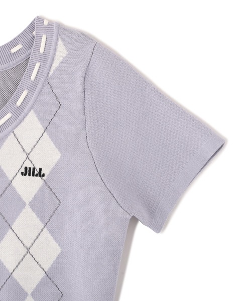 JILL by JILL STUART(ジルバイジルスチュアート)の「アーガイル半袖ニット(ニット/セーター・レディース・ピンク/モカ/ブルー・FREE)」の8枚目の写真