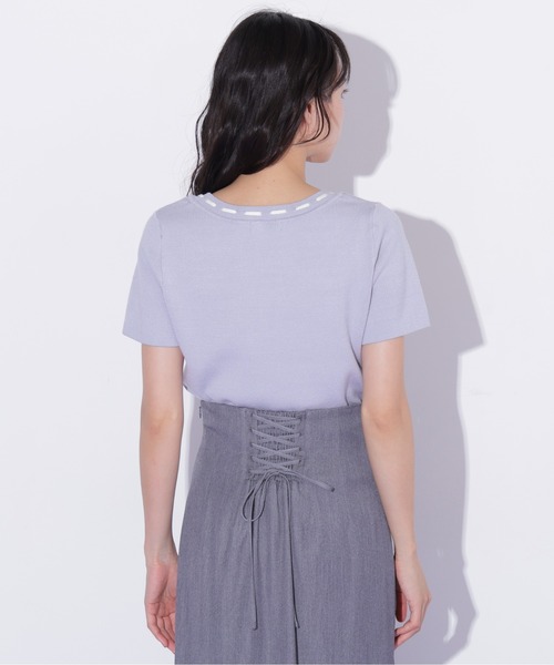 JILL by JILL STUART(ジルバイジルスチュアート)の「アーガイル半袖ニット(ニット/セーター・レディース・ピンク/モカ/ブルー・FREE)」の11枚目の写真