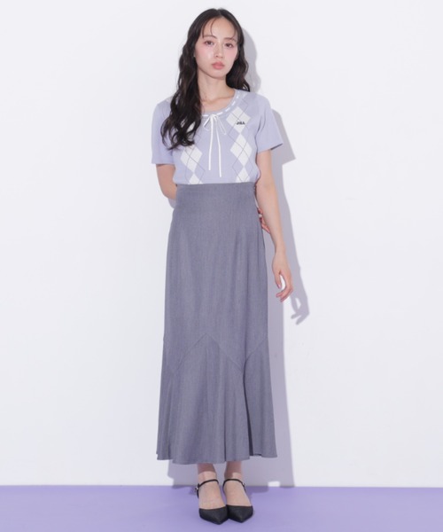 JILL by JILL STUART(ジルバイジルスチュアート)の「アーガイル半袖ニット(ニット/セーター・レディース・ピンク/モカ/ブルー・FREE)」の20枚目の写真