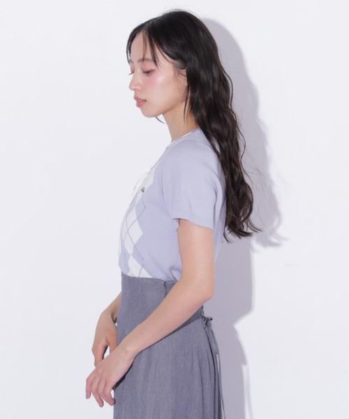 JILL by JILL STUART(ジルバイジルスチュアート)の「アーガイル半袖ニット(ニット/セーター・レディース・ピンク/モカ/ブルー・FREE)」の18枚目の写真