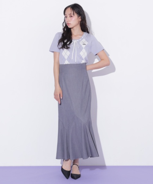 JILL by JILL STUART(ジルバイジルスチュアート)の「アーガイル半袖ニット(ニット/セーター・レディース・ピンク/モカ/ブルー・FREE)」の19枚目の写真