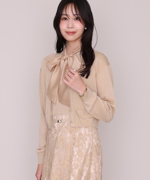 MISCH MASCH(ミッシュマッシュ)の「2026秋冬新作 金釦シアーVネックカーディガン(カーディガン/ボレロ・レディース・ブラウン/ブラック/イエロー・フリ-)」の1枚目の写真