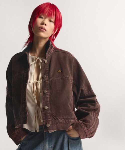 adidas(アディダス)の「キャンバス トラックトップ ジャケット / アディダスオリジナルス adidas Originals(デニムジャケット・レディース・ブラウン・X-SMALL/X-LARGE/SMALL/MEDIUM/LARGE/XX-LARGE)」の1枚目の写真