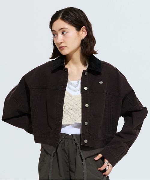 adidas(アディダス)の「キャンバス トラックトップ ジャケット / アディダスオリジナルス adidas Originals(デニムジャケット・レディース・ブラウン・X-SMALL/X-LARGE/SMALL/MEDIUM/LARGE/XX-LARGE)」の15枚目の写真