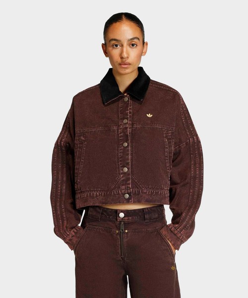 adidas(アディダス)の「キャンバス トラックトップ ジャケット / アディダスオリジナルス adidas Originals(デニムジャケット・レディース・ブラウン・X-SMALL/X-LARGE/SMALL/MEDIUM/LARGE/XX-LARGE)」の9枚目の写真