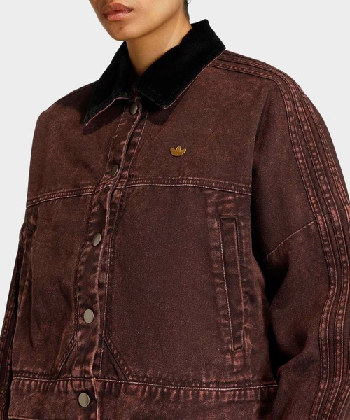 adidas(アディダス)の「キャンバス トラックトップ ジャケット / アディダスオリジナルス adidas Originals(デニムジャケット・レディース・ブラウン・X-SMALL/X-LARGE/SMALL/MEDIUM/LARGE/XX-LARGE)」の11枚目の写真