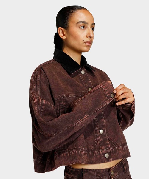 adidas(アディダス)の「キャンバス トラックトップ ジャケット / アディダスオリジナルス adidas Originals(デニムジャケット・レディース・ブラウン・X-SMALL/X-LARGE/SMALL/MEDIUM/LARGE/XX-LARGE)」の12枚目の写真
