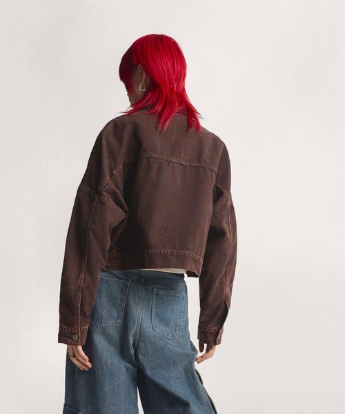 adidas(アディダス)の「キャンバス トラックトップ ジャケット / アディダスオリジナルス adidas Originals(デニムジャケット・レディース・ブラウン・X-SMALL/X-LARGE/SMALL/MEDIUM/LARGE/XX-LARGE)」の2枚目の写真