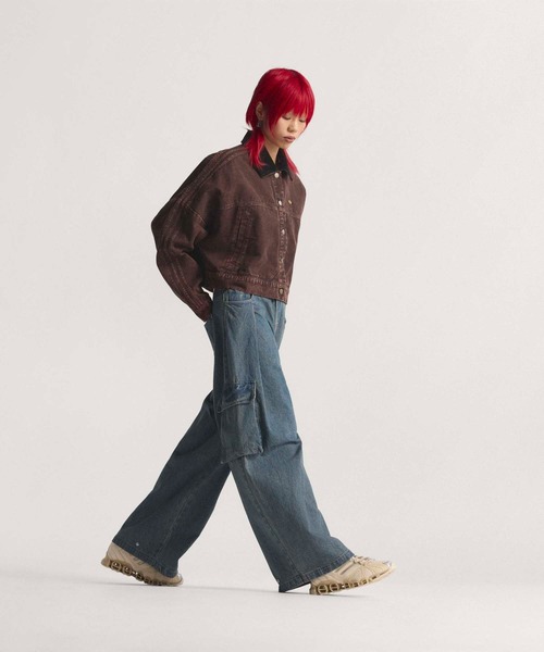 adidas(アディダス)の「キャンバス トラックトップ ジャケット / アディダスオリジナルス adidas Originals(デニムジャケット・レディース・ブラウン・X-SMALL/X-LARGE/SMALL/MEDIUM/LARGE/XX-LARGE)」の3枚目の写真