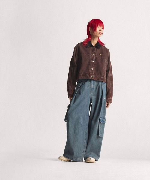 adidas(アディダス)の「キャンバス トラックトップ ジャケット / アディダスオリジナルス adidas Originals(デニムジャケット・レディース・ブラウン・X-SMALL/X-LARGE/SMALL/MEDIUM/LARGE/XX-LARGE)」の7枚目の写真