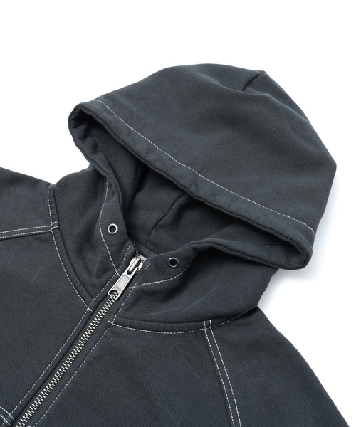 X-girl(エックスガール)の「ARCH LOGO AND FACE HOODED SWEAT JACKET(パーカー・レディース・ベージュ/チャコール・S/M)」の12枚目の写真