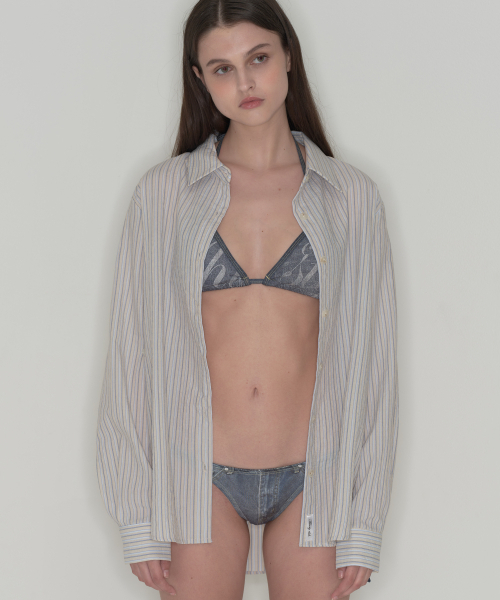 THIRSTYCLUB(サースティークラブ)の「3way stripe shirts (side buttons) - Light blue(シャツ/ブラウス・レディース・その他・FREE)」の1枚目の写真